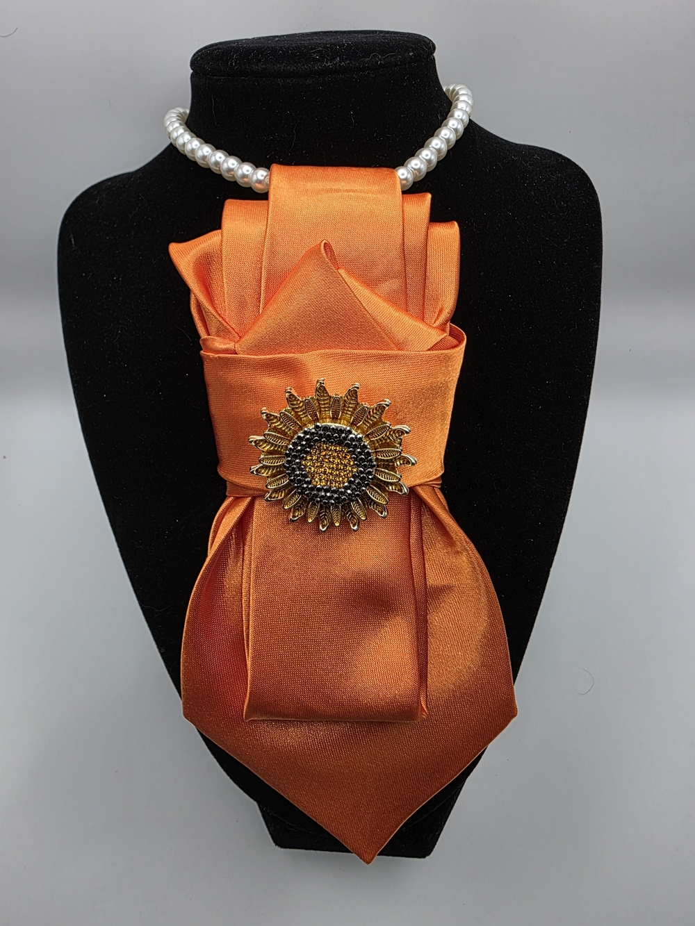 Tie Necklace | Orange Satin